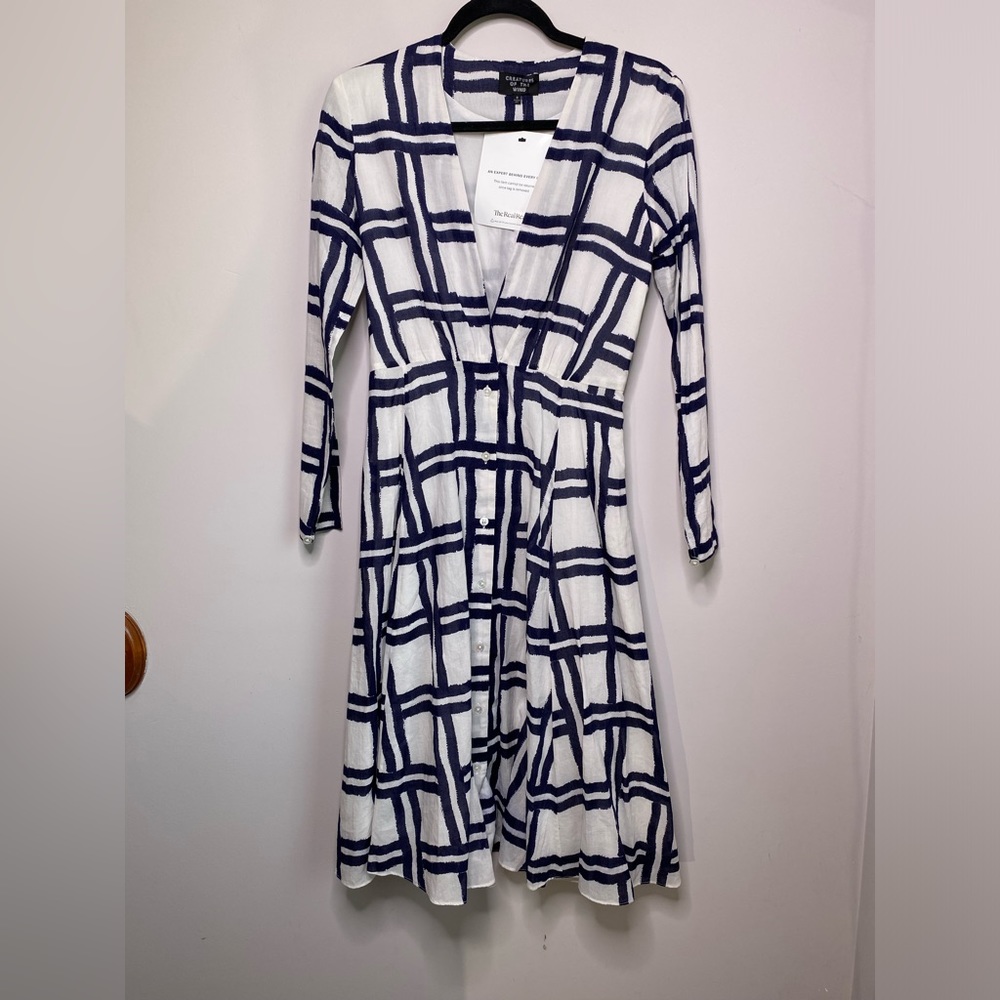 Women’s Creatures of the Wind Size 0 Blue and white with buttons dress